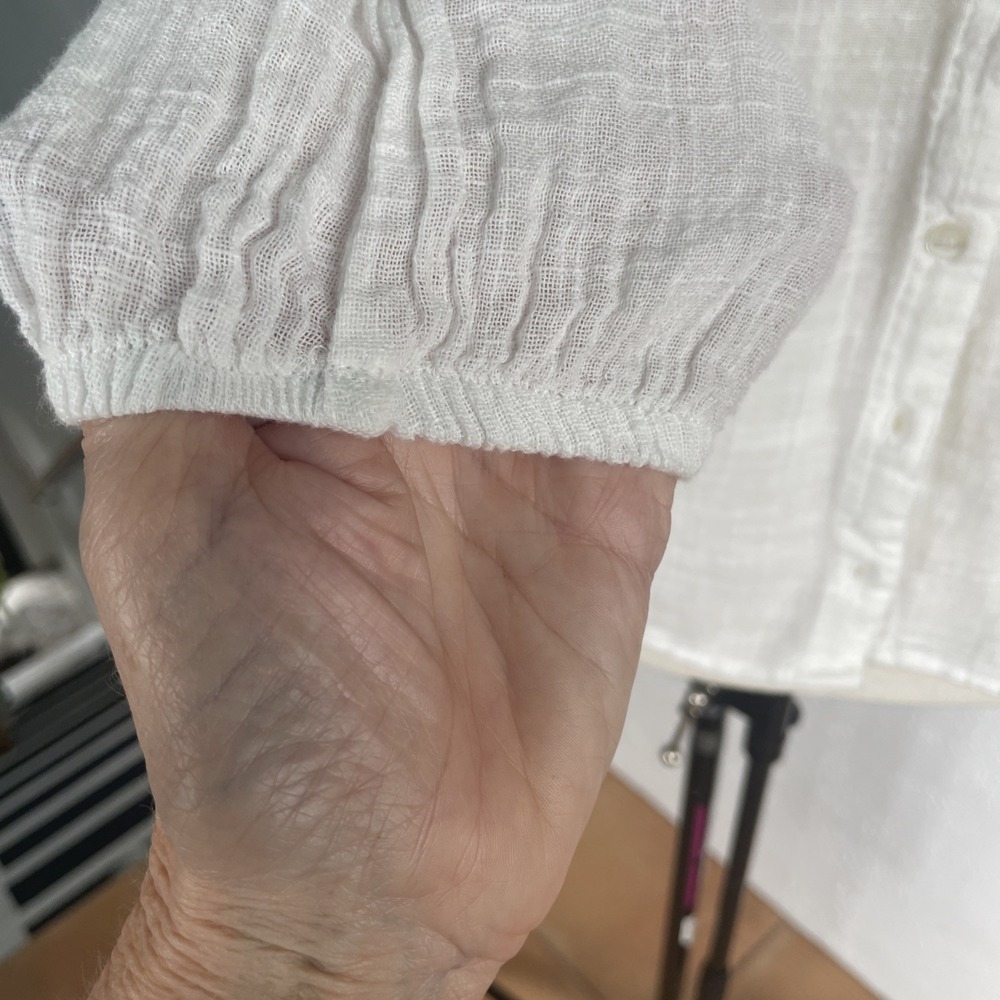 Zara NWOT Womens Ruffled Collar Button-Up Off White Cotton Long Sleeve Size S - Picture 3 of 6